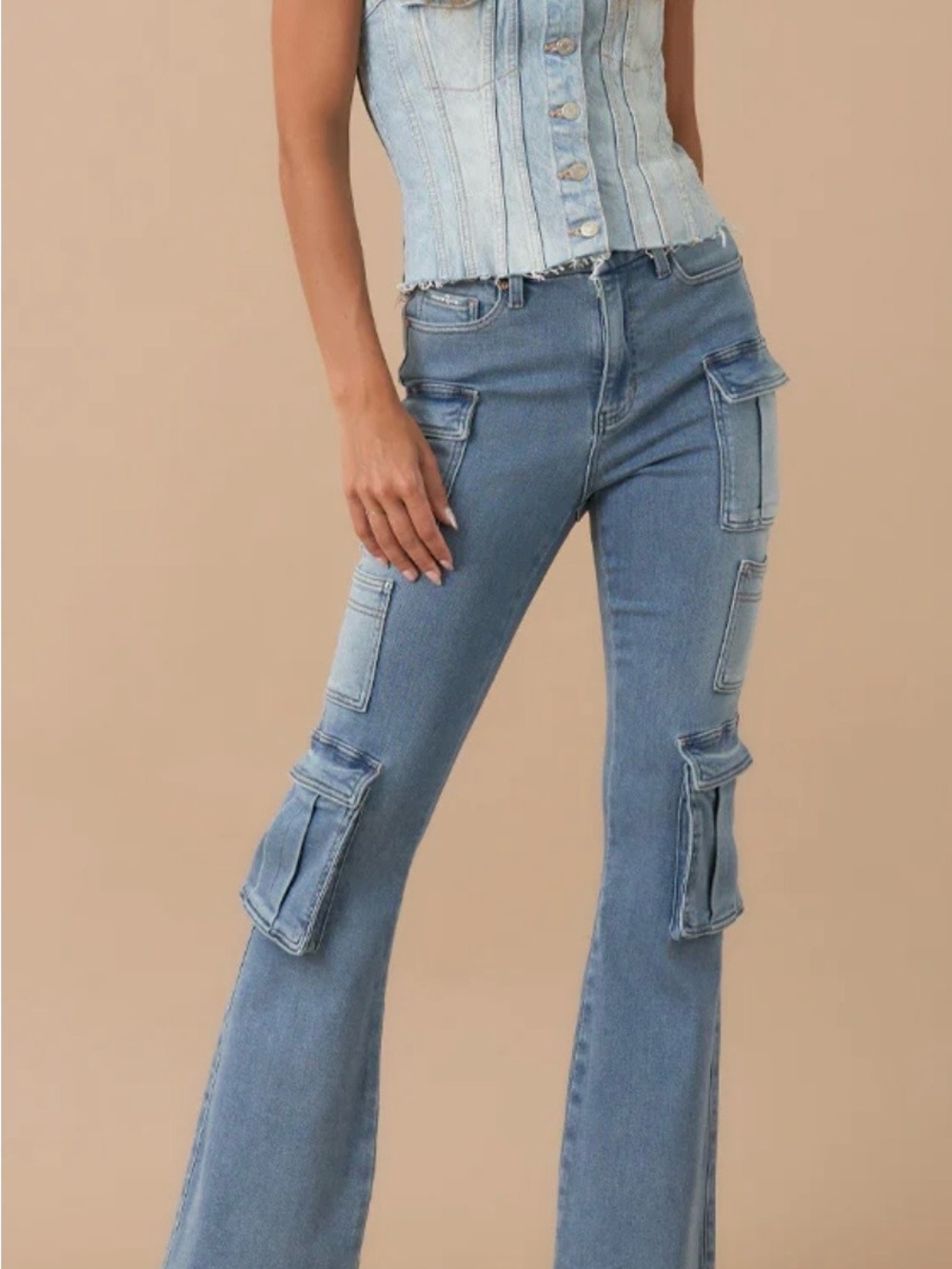 INSANE GENE Women's Cargo Boot Cut Jeans    Size 28